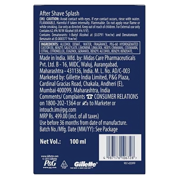 Gillette After Shave Splash Cool Wave Fresh 50ML