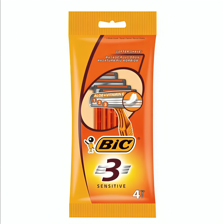 Bic 3 Sensitive Razors with Blade - Pack of 4