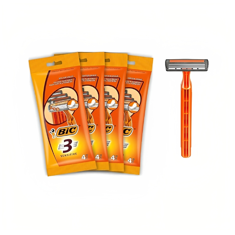 Bic 3 Sensitive Razors with Blade - Pack of 4