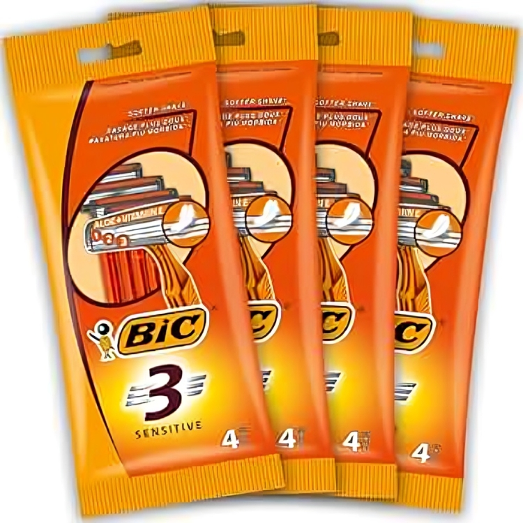 Bic 3 Sensitive Razors with Blade - Pack of 4
