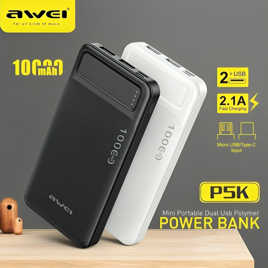 awei Mini Portable Dual USB Polymer Power Bank