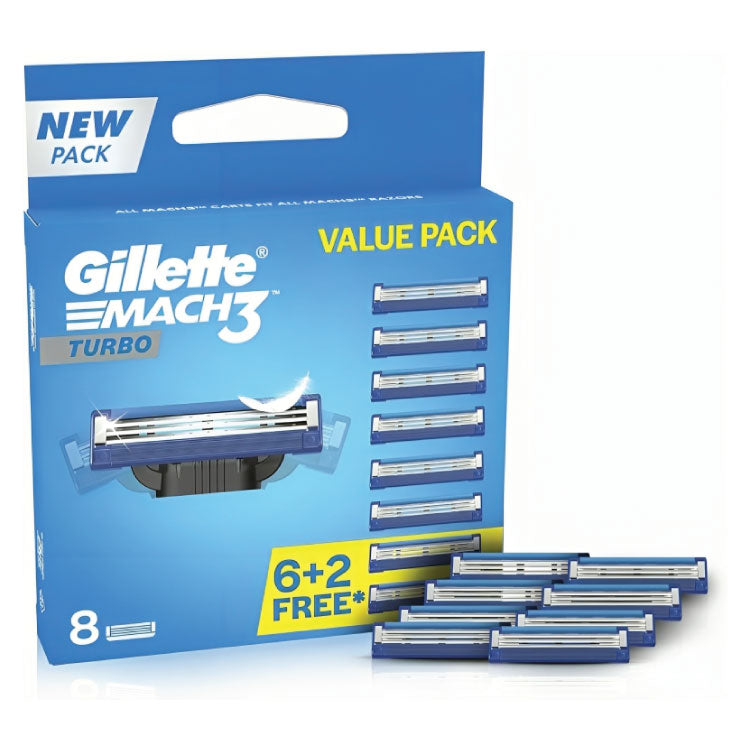 Gillette Mach3 Turbo Razor Cartridge – Pack of 8