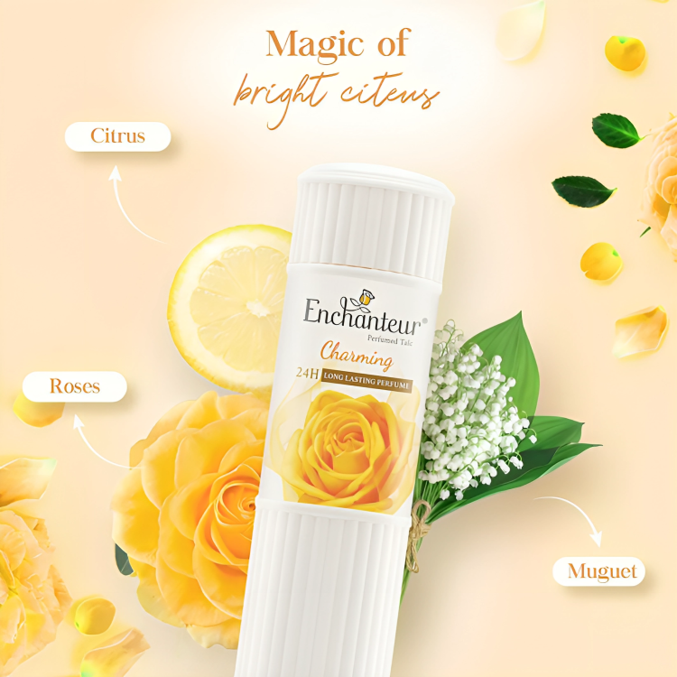 Enchanteur Charming Perfumed Talc 125g – 24H Long-Lasting Fragrance